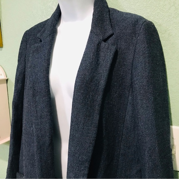 Zara Basic Collection Womens Open Blue Tweed Lined Blazer Suit Jacket Sz M - Picture 7 of 12